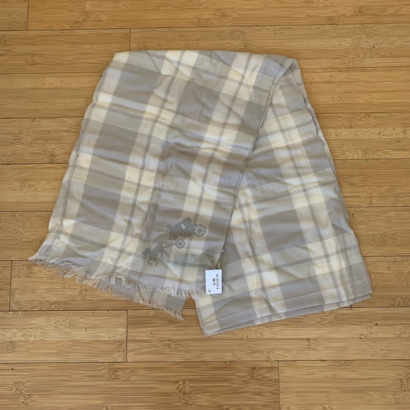 COACH Plaid Ivory Scarf Brand New with Tags - Picture 1 of 6